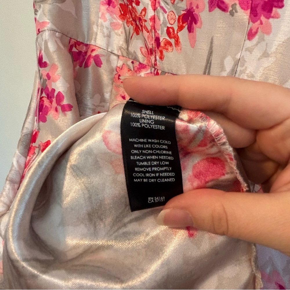 Jessica Howard Silver Pink Floral Faux Wrap V Neck Midi Dress Sleeveless 10 - Picture 14 of 15
